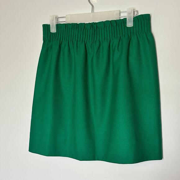 J. Crew Sidewalk Mini Skirt Size 8 Wool Blend Kelly Green Pockets Preppy Stretch - Picture 7 of 7